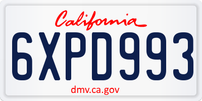 CA license plate 6XPD993