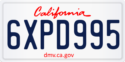 CA license plate 6XPD995