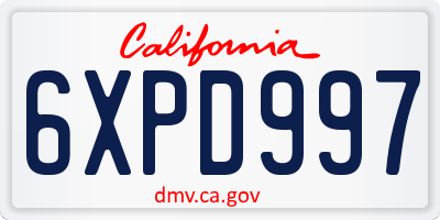 CA license plate 6XPD997