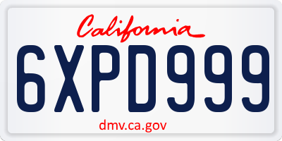 CA license plate 6XPD999