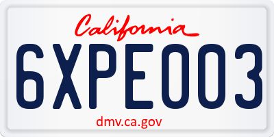 CA license plate 6XPE003