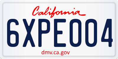 CA license plate 6XPE004