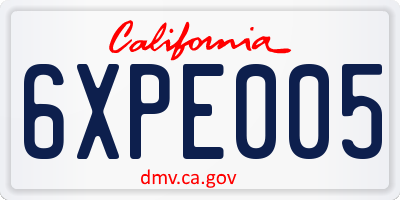 CA license plate 6XPE005