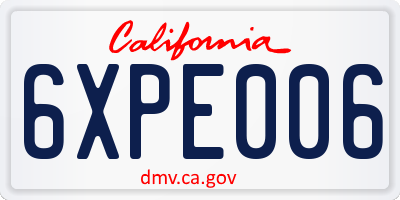 CA license plate 6XPE006