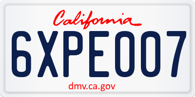 CA license plate 6XPE007