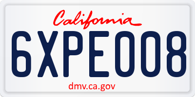 CA license plate 6XPE008