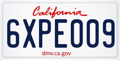 CA license plate 6XPE009