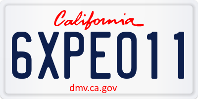 CA license plate 6XPE011