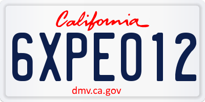 CA license plate 6XPE012