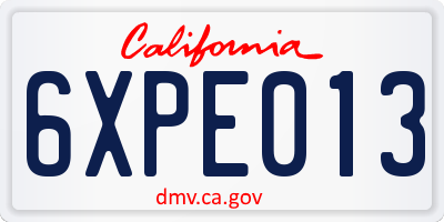 CA license plate 6XPE013