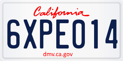 CA license plate 6XPE014