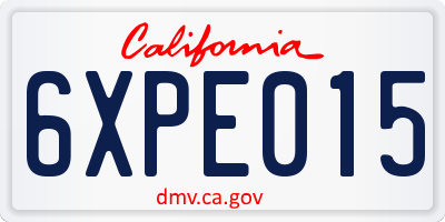 CA license plate 6XPE015