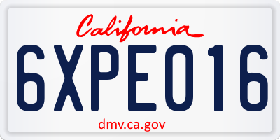 CA license plate 6XPE016