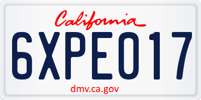 CA license plate 6XPE017