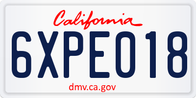CA license plate 6XPE018