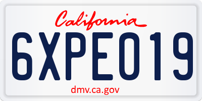 CA license plate 6XPE019