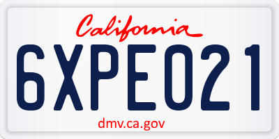 CA license plate 6XPE021