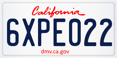 CA license plate 6XPE022