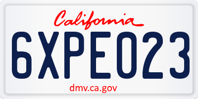CA license plate 6XPE023