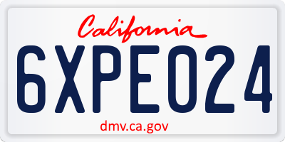 CA license plate 6XPE024
