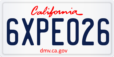 CA license plate 6XPE026