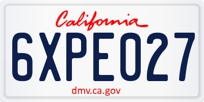 CA license plate 6XPE027