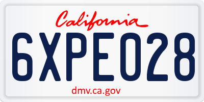 CA license plate 6XPE028