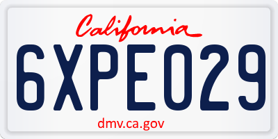 CA license plate 6XPE029