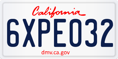 CA license plate 6XPE032