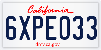 CA license plate 6XPE033