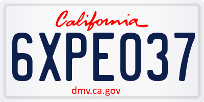 CA license plate 6XPE037