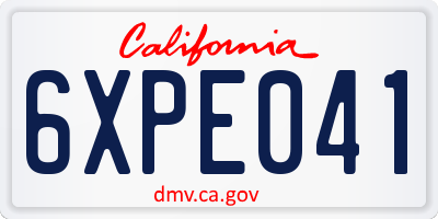CA license plate 6XPE041