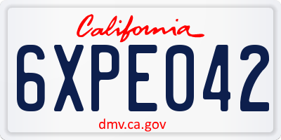 CA license plate 6XPE042