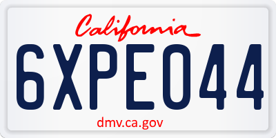 CA license plate 6XPE044