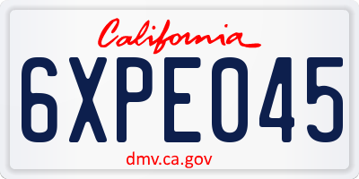 CA license plate 6XPE045