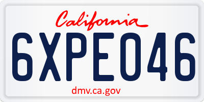 CA license plate 6XPE046