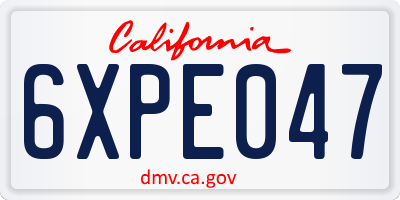 CA license plate 6XPE047