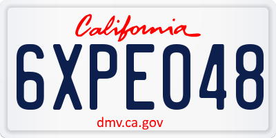 CA license plate 6XPE048