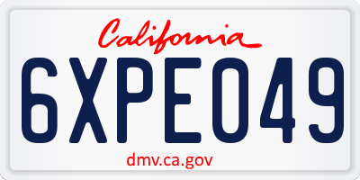CA license plate 6XPE049
