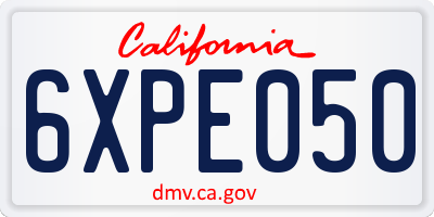 CA license plate 6XPE050