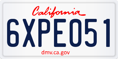 CA license plate 6XPE051