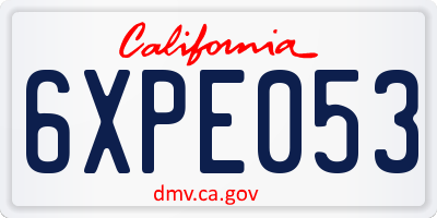 CA license plate 6XPE053