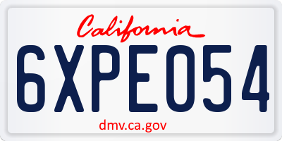 CA license plate 6XPE054