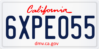 CA license plate 6XPE055