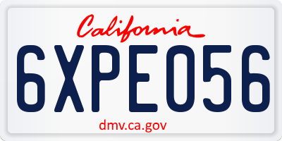 CA license plate 6XPE056