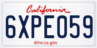 CA license plate 6XPE059