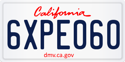 CA license plate 6XPE060