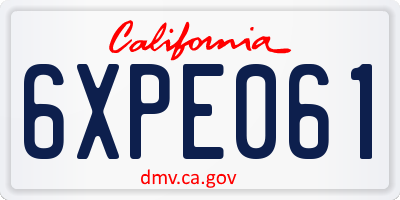 CA license plate 6XPE061