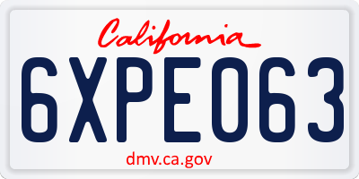 CA license plate 6XPE063