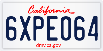 CA license plate 6XPE064